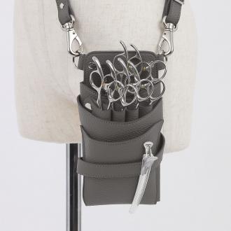 【GH特典付き】数量限定 シエーナ no,424 グレー(シボ加工)  シルバー金具4〜6丁入れ シザーケース