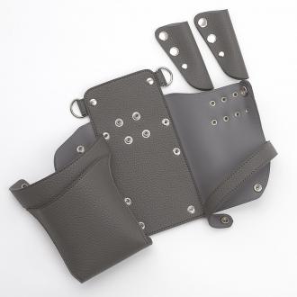 【GH特典付き】数量限定 シエーナ no,424 グレー(シボ加工)  シルバー金具4〜6丁入れ シザーケース